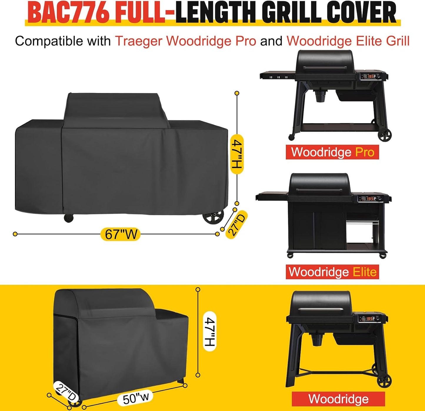 Cubierta parrilla BAC776 resistente con cremallera