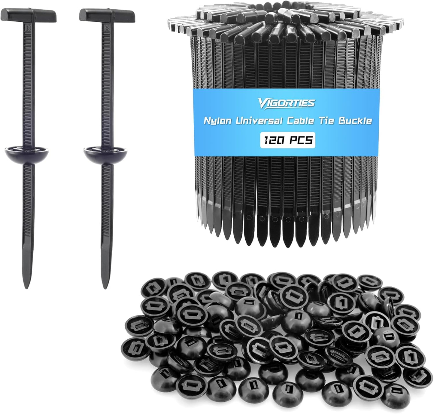 Hebilla universal nailon doble cara 120 pzas para automóvil