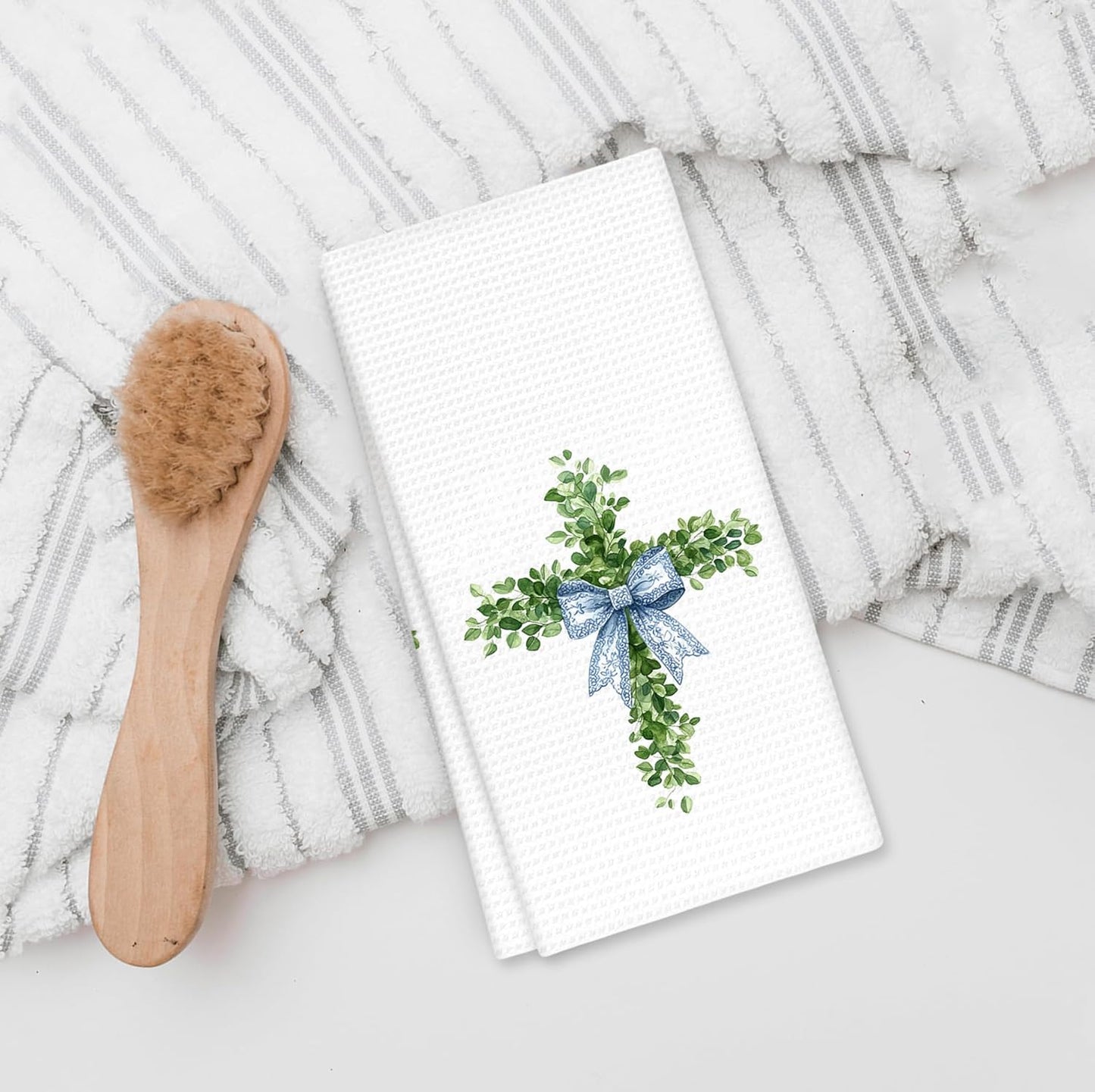 Toallas de cocina con cruz cristiana y versículo bíblico
