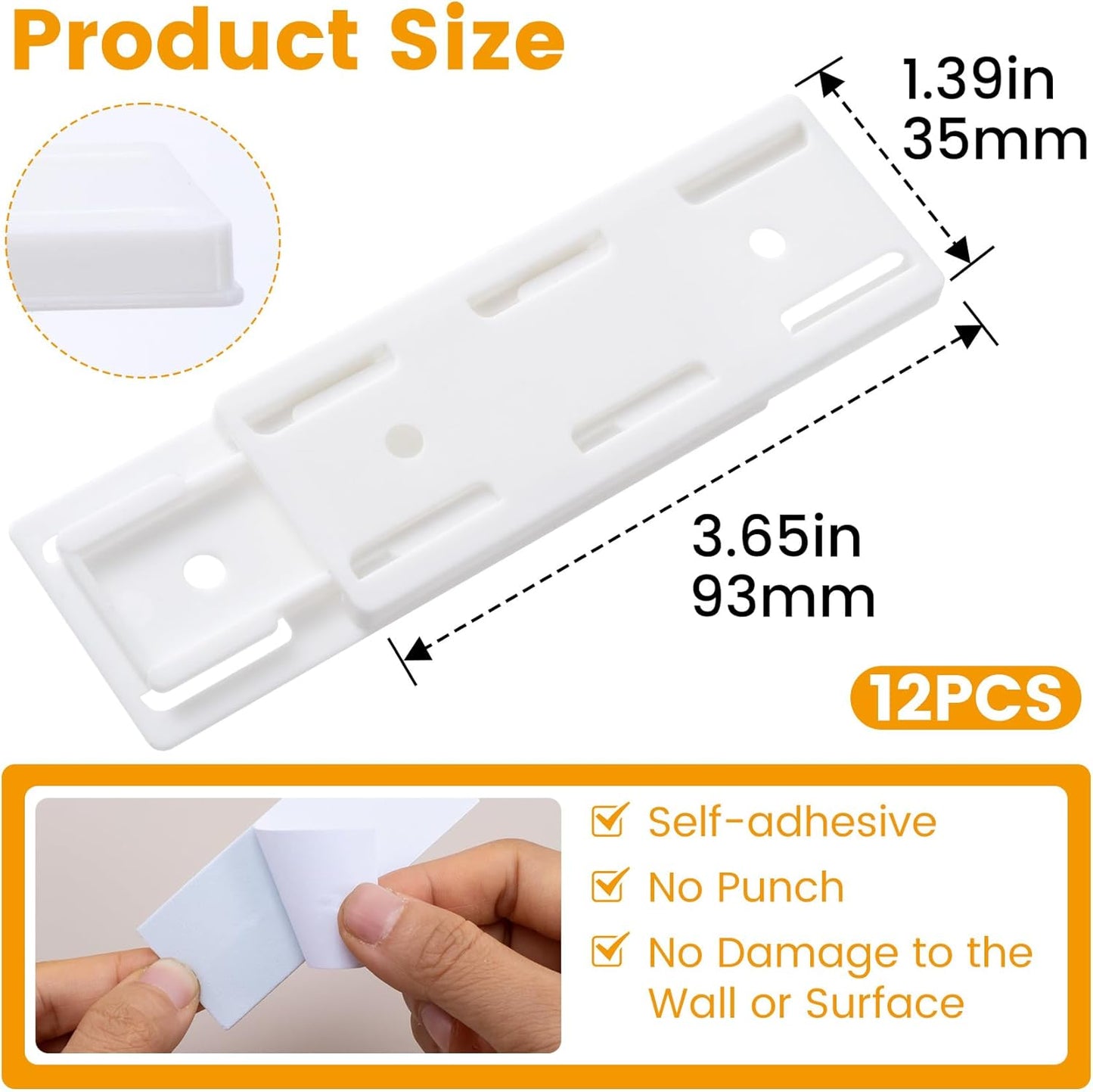 Soportes autoadhesivos para regleta 12 pzas blanco