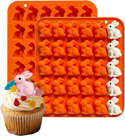 2 Moldes Silicona 60 Cavidades Conejos Pascua Chocolate Dulces