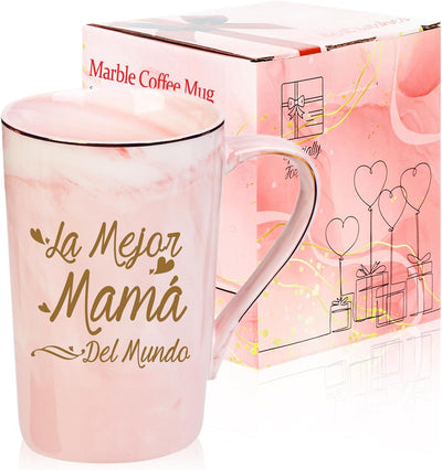Taza de cumpleaños y día de la madre para mamá de hija e hijo, 14 oz, rosa