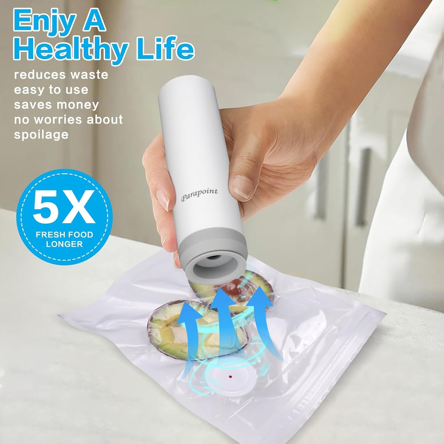 Selladora vacío portátil 30 bolsas reutilizables