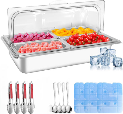 Servidor Bufé Acero Inox Con Cubierta Transparente 4 Bandejas
