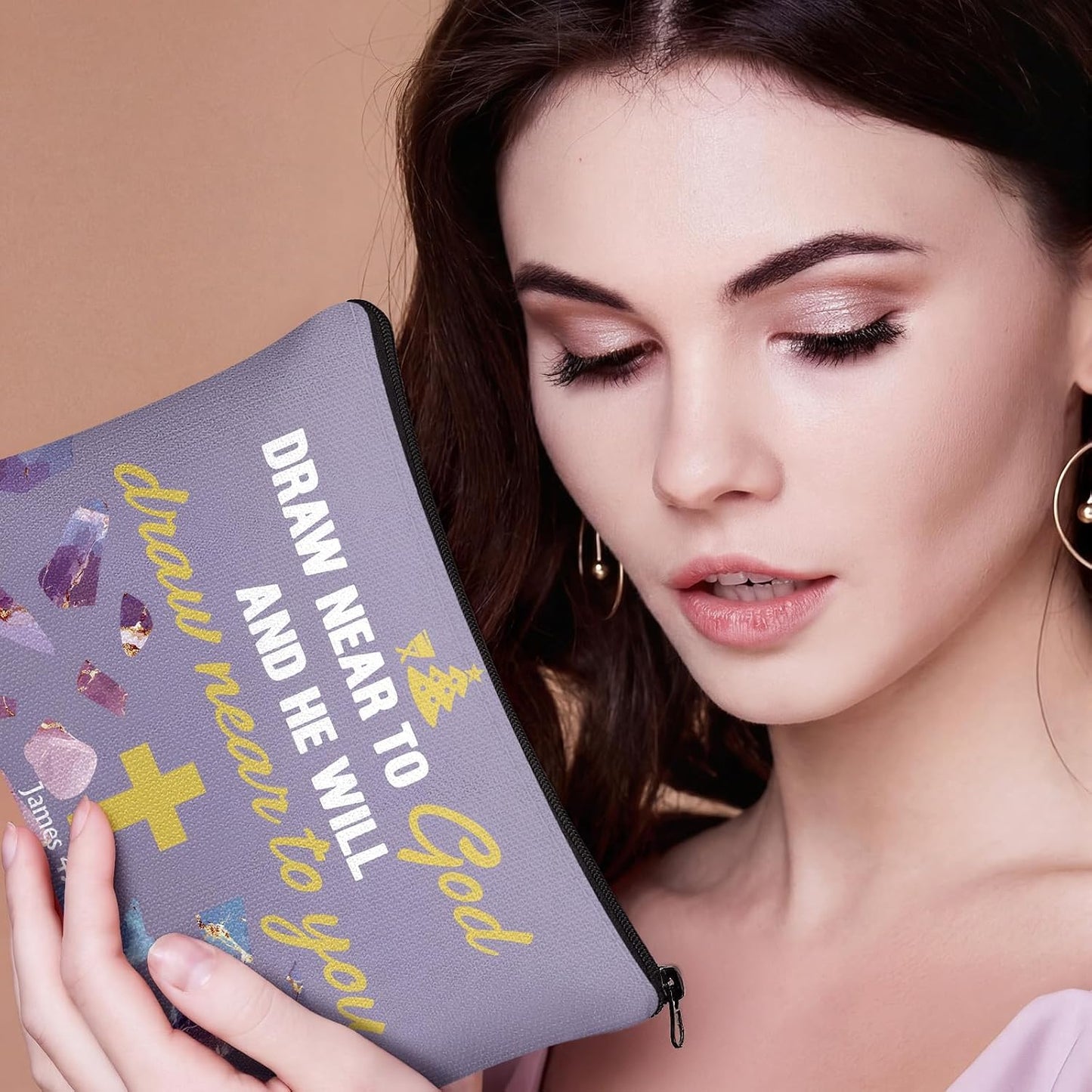 16 Bolsas Maquillaje Lona San Valentín Versículo Bíblico
