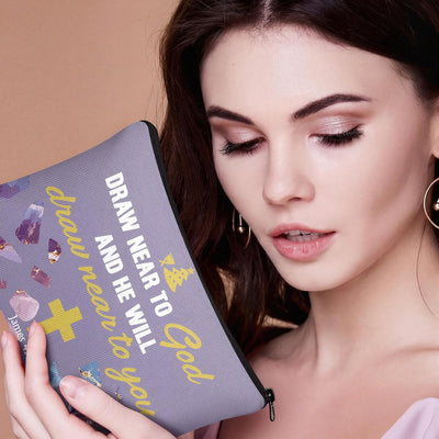 16 Bolsas Maquillaje Lona San Valentín Versículo Bíblico