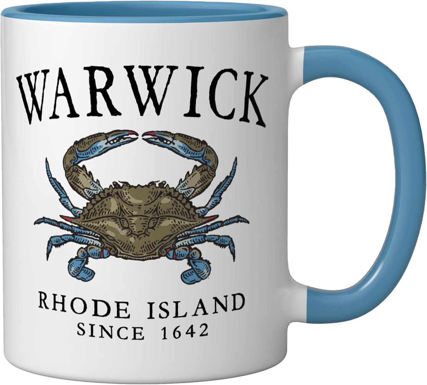 Taza cerámica con letras negras de Warwick Rhode Island