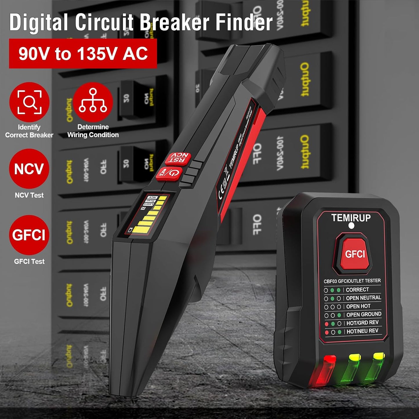 Kit herramientas trazador circuitos LCD probador GFCI linterna
