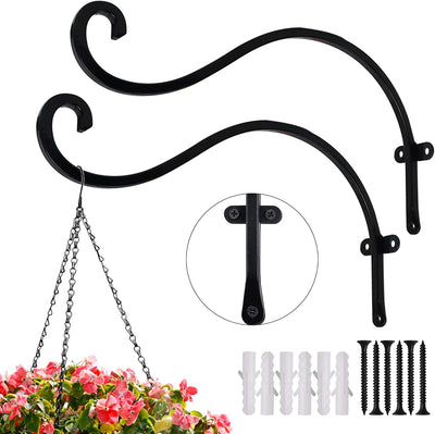 2 Gancho colgador plantas 12pulg metal negro exterior