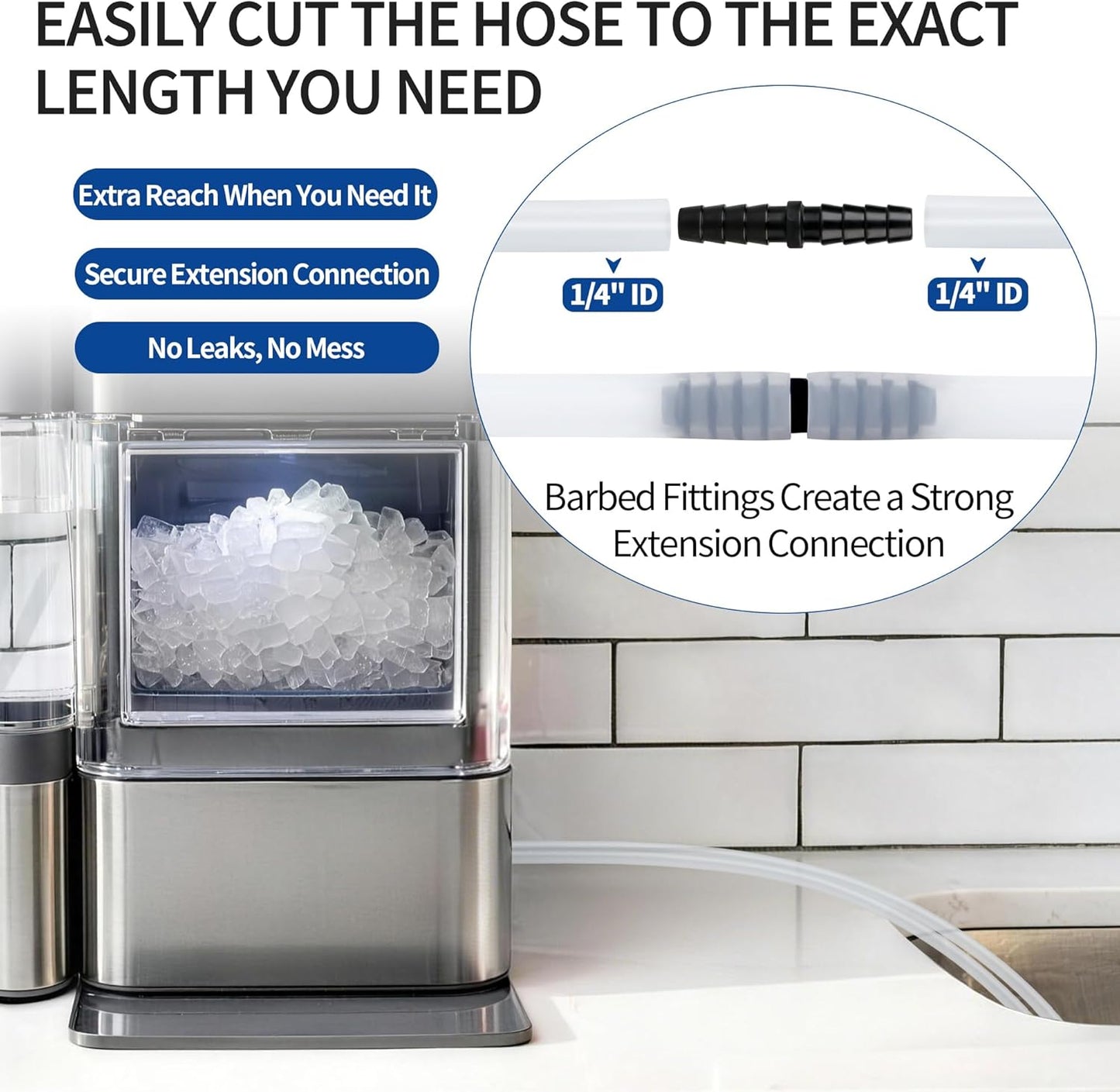 Kit extensión manguera drenaje máquina hielo GE 1/4 pulg