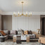 Candelabro dorado 40pulg 8 luces vidrio a rayas