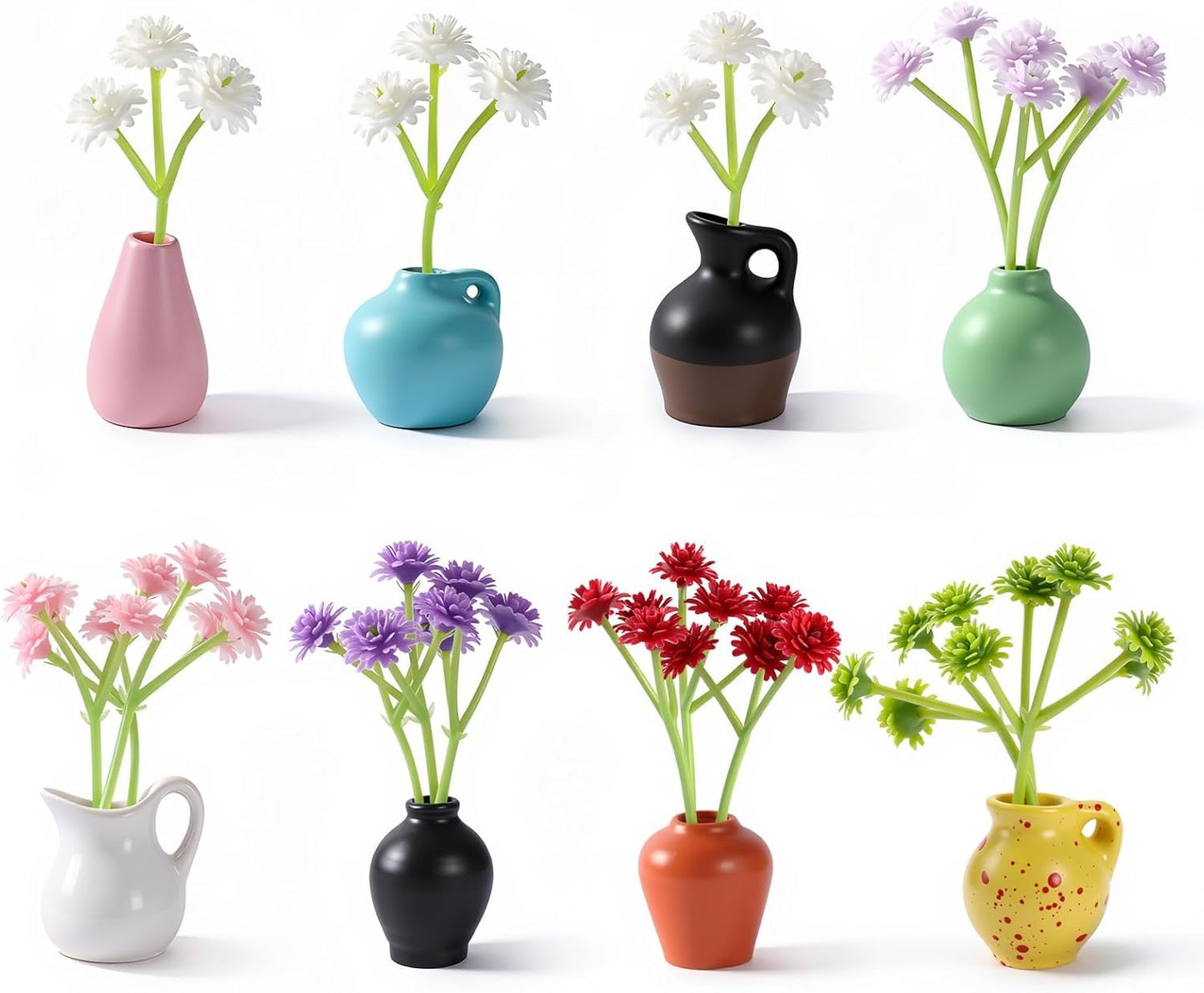 8 imanes de nevera con flores artificiales para cocina y oficina