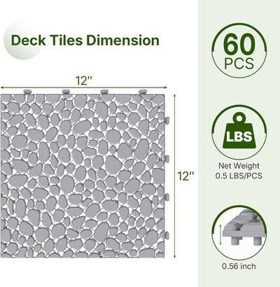 60 Azulejos Plástico 12x12pulg Antiderrap Gris