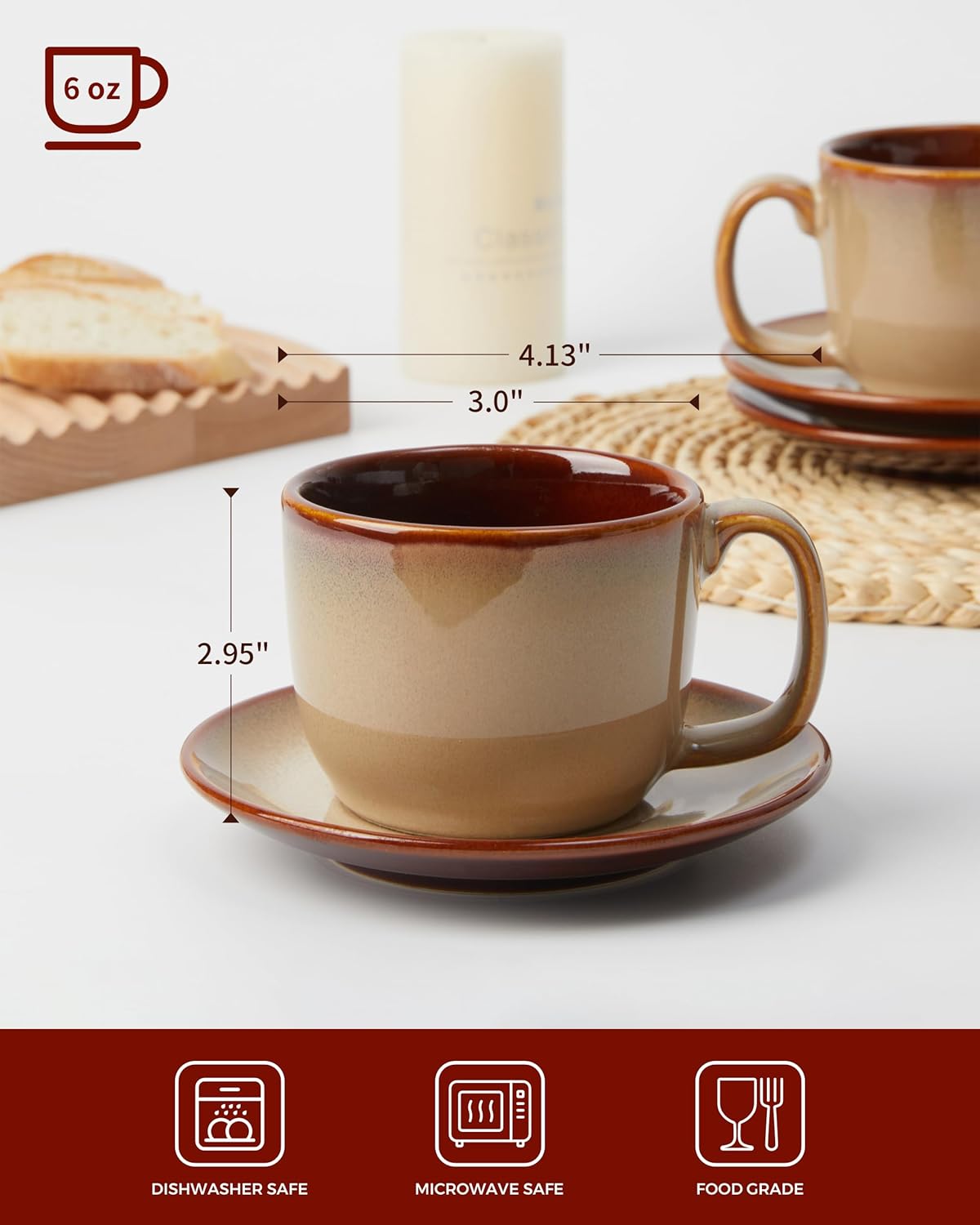 Set 16 Pzas Vajilla Tazas Café Platillos Amarillo Claro