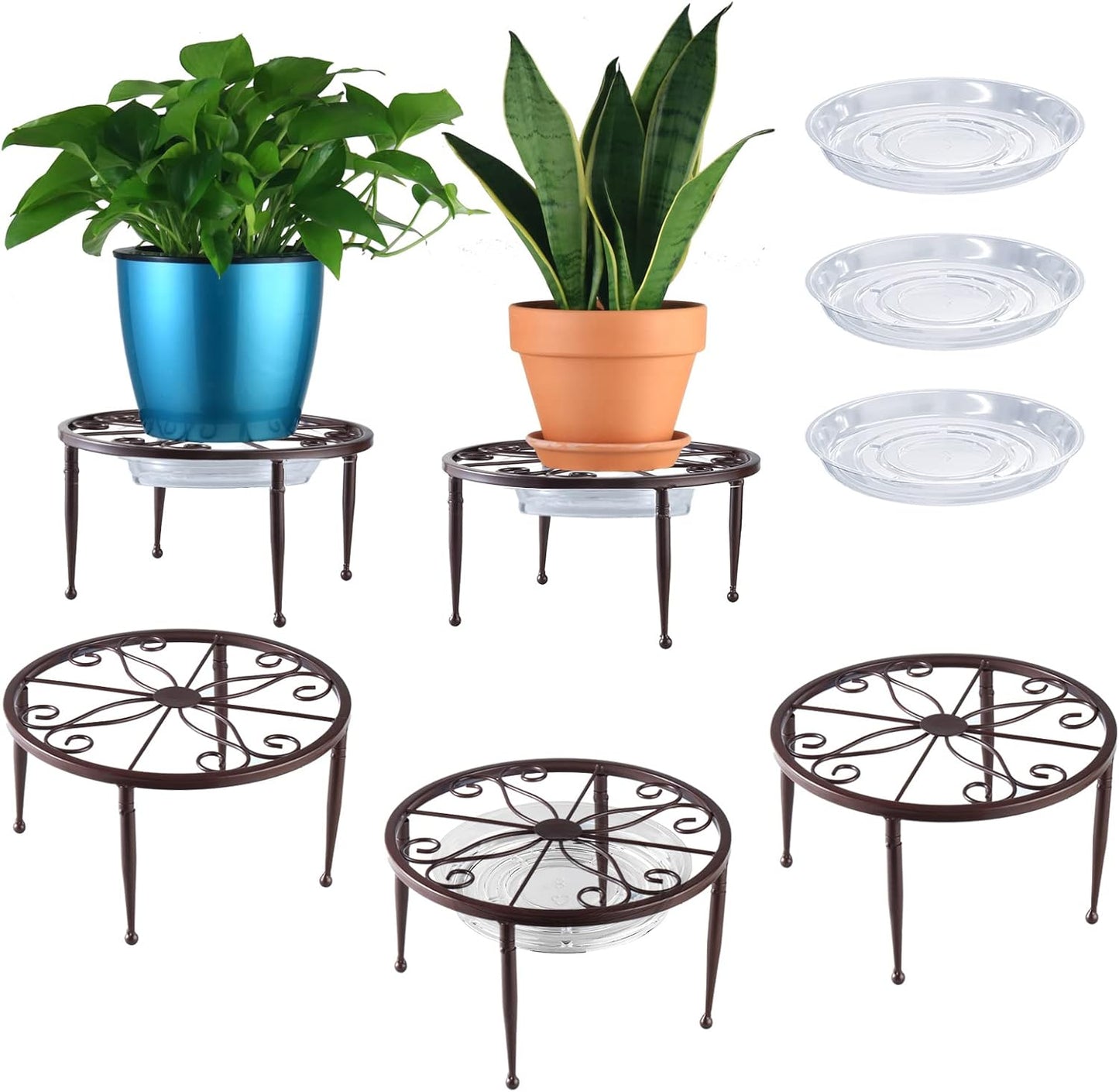 3 Soportes Hierro Inox 9pulg para Macetas Interior Exterior