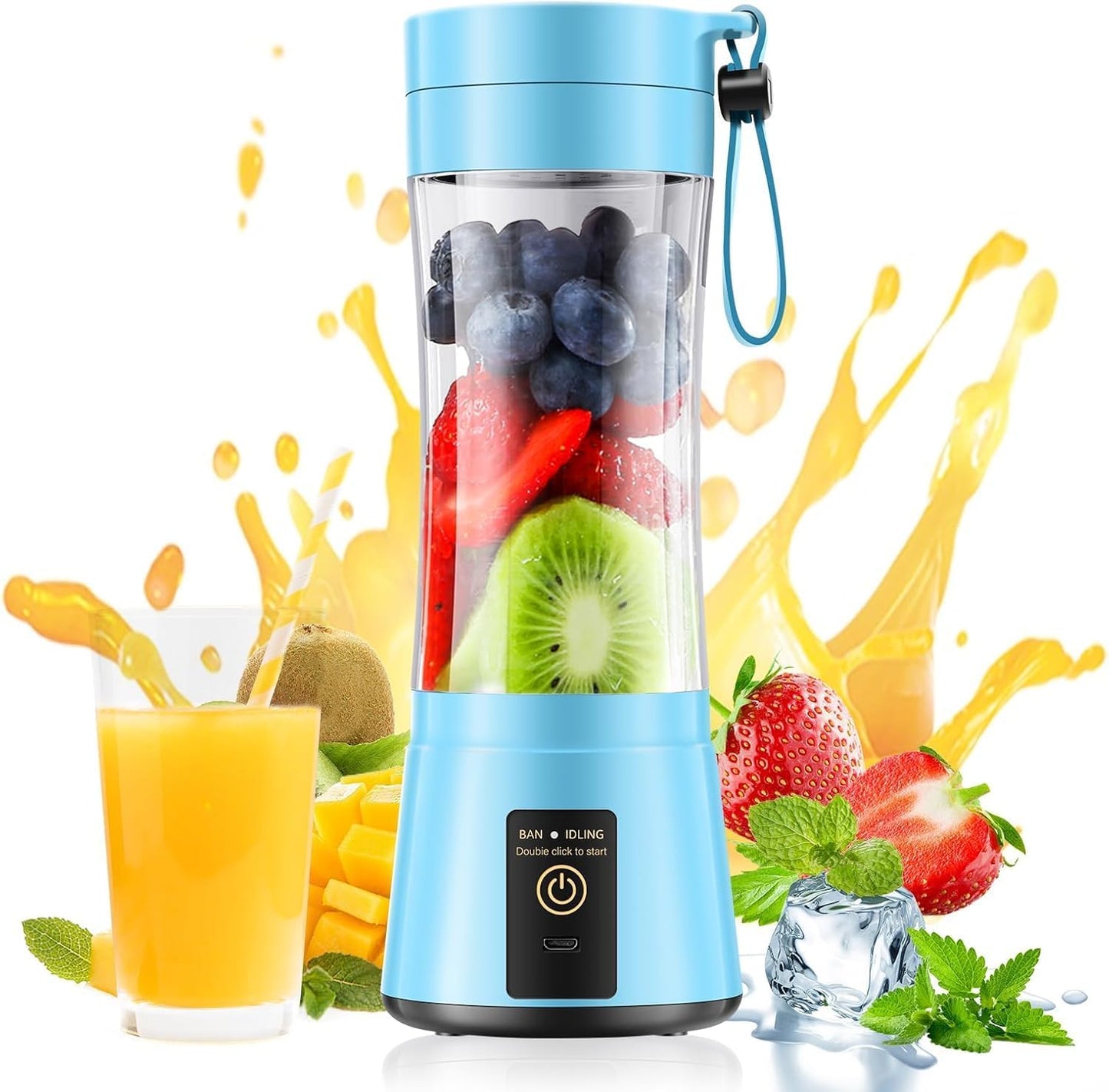 Licuadora portátil 12.8oz con 6 cuchillas acero inox