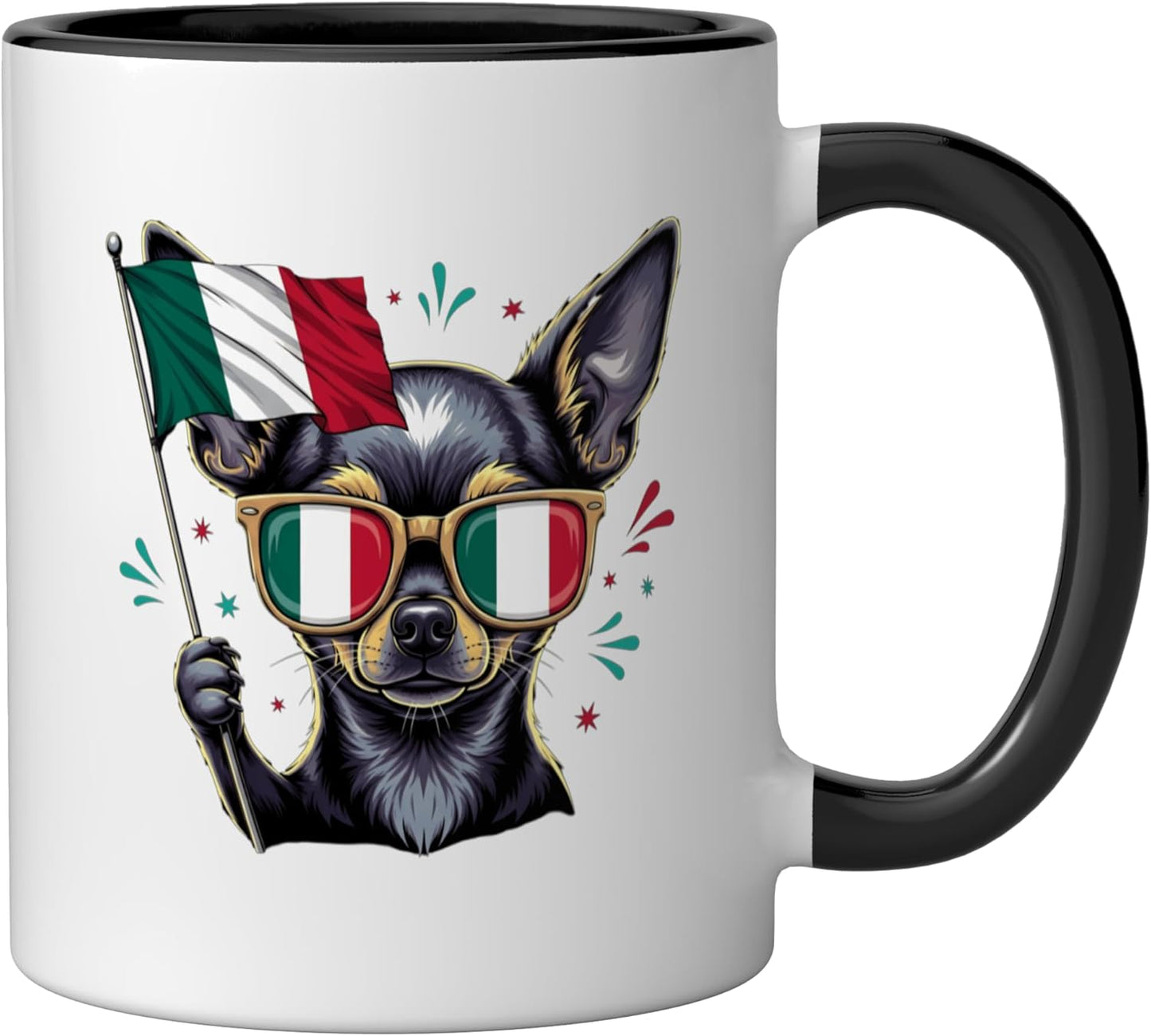 Taza cerámica bandera de Italia negra/blanca