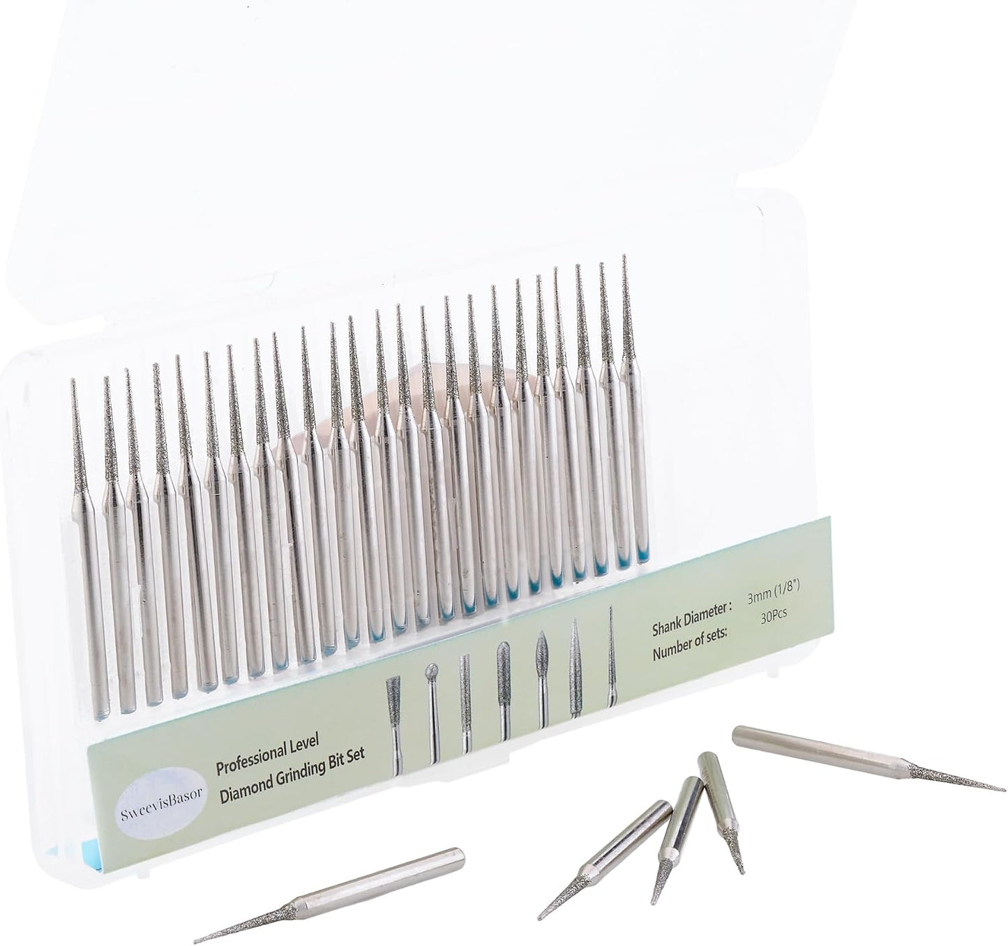 Broca diamante cónica 1/8pulg para Dremel kit 30uds
