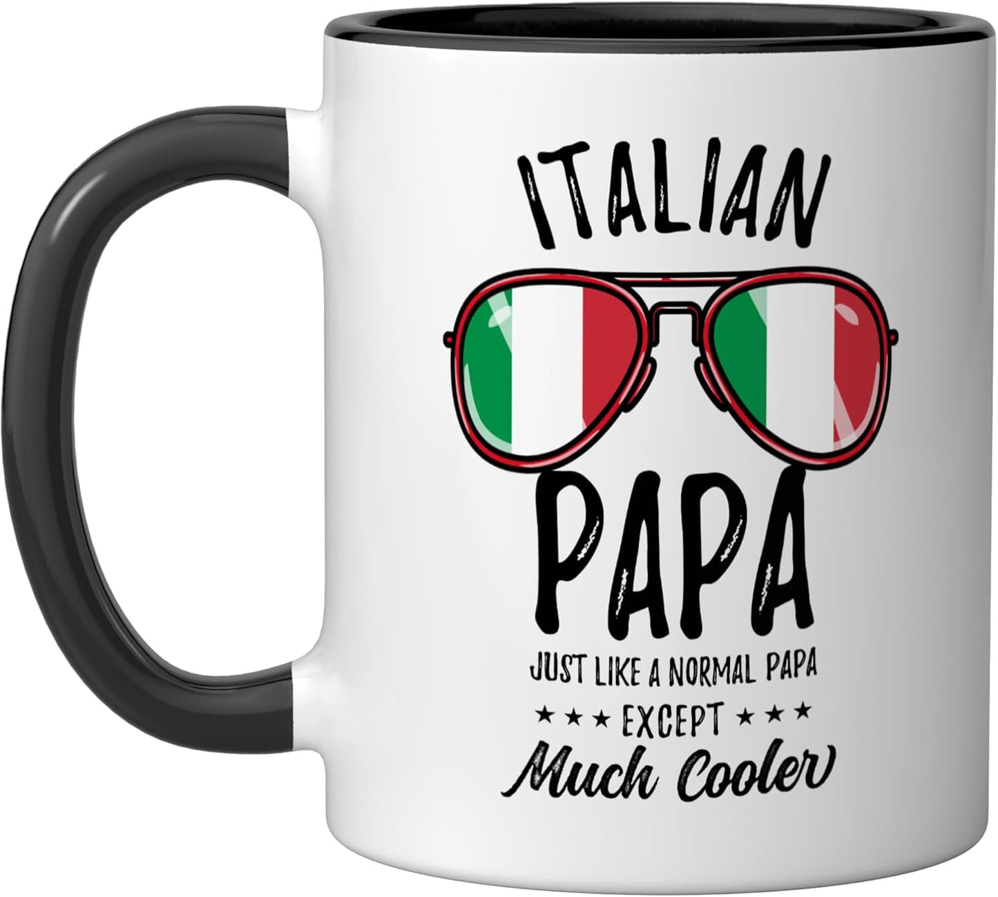 Taza cerámica italiana para papá negra/blanca