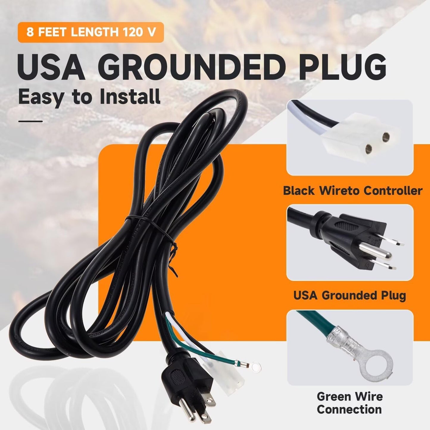Cable 8ft 120V para parrilla Traeger MGN-806