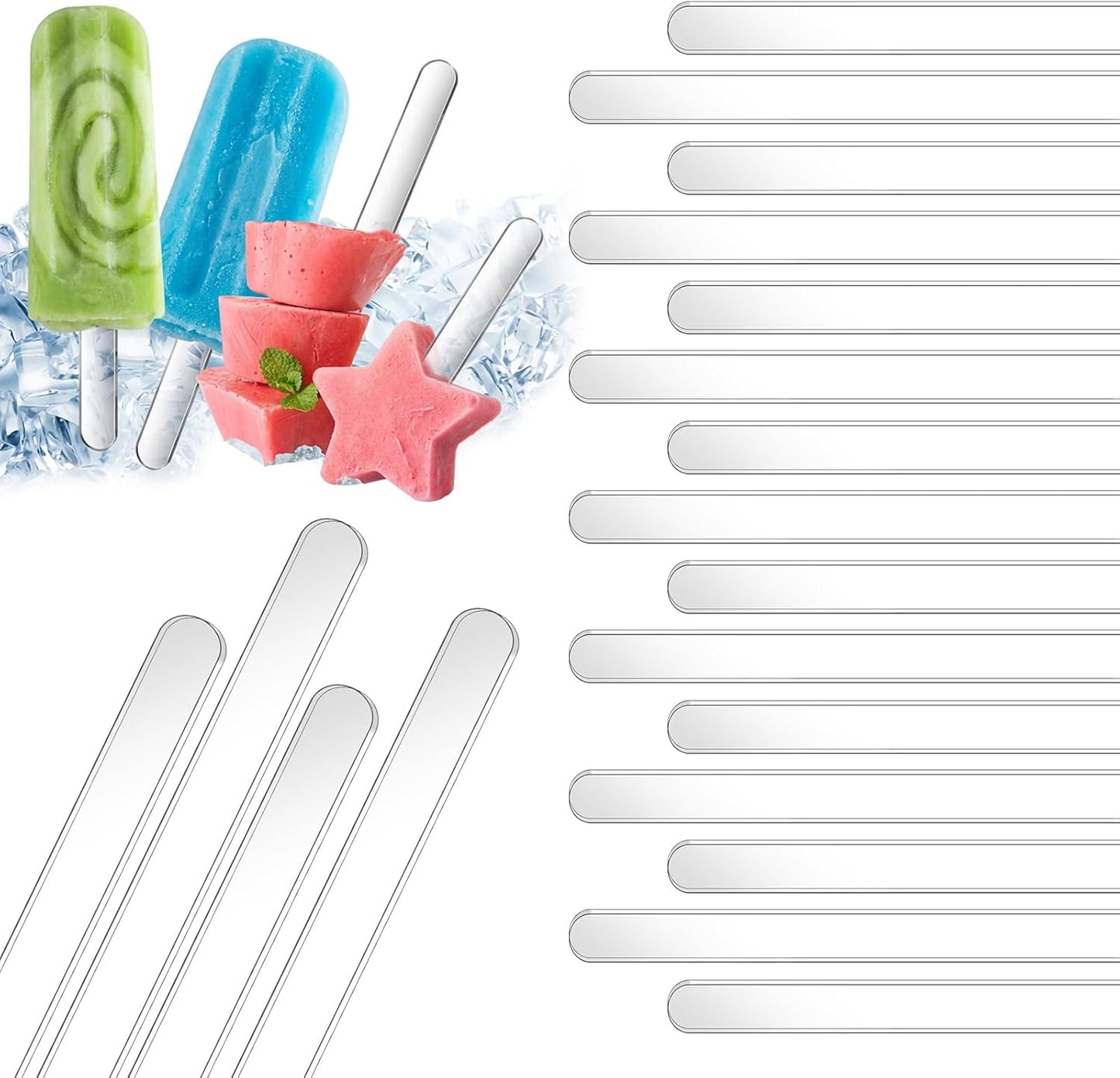 40 Palitos Hielo Reutilizables 4.5pulg para Tartas y Postres