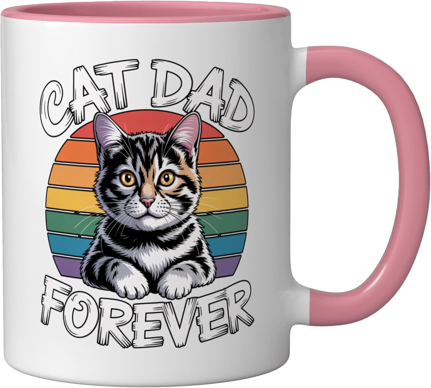 Taza Cerámica Cat Dad Forever Rosa/Blanco