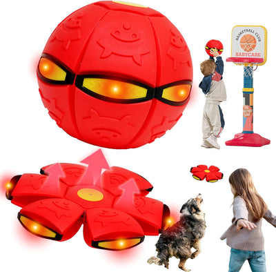 Bola mágica 2en1 con luces LED platillo volador rojo