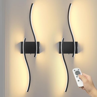 2 Apliques Pared 27.6pulg Inalámbricos Regulables 3CCT Negro