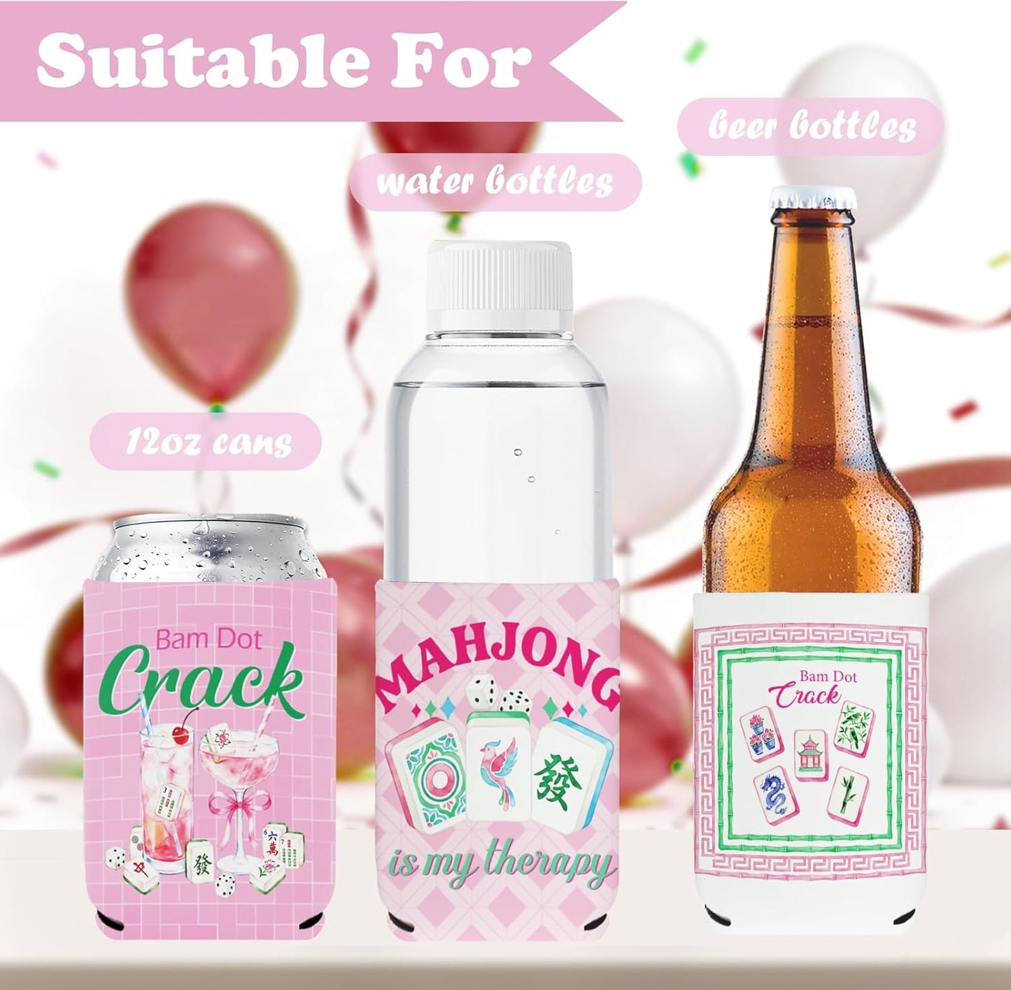 Fundas enfriadoras latas neopreno Mahjong 24 pzas