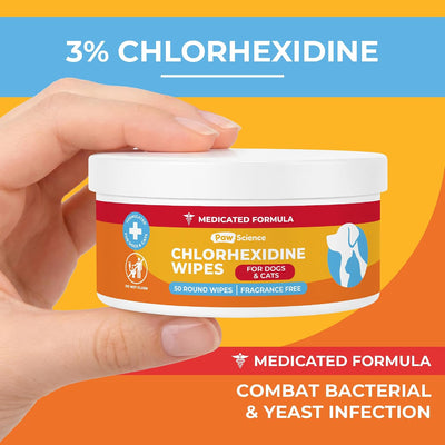 Toallitas clorhexidina 3% para perros y gatos con aloe