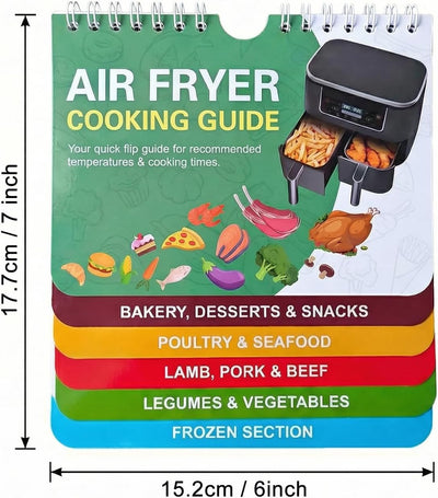 Guía de cocina con imanes para freidora de aire