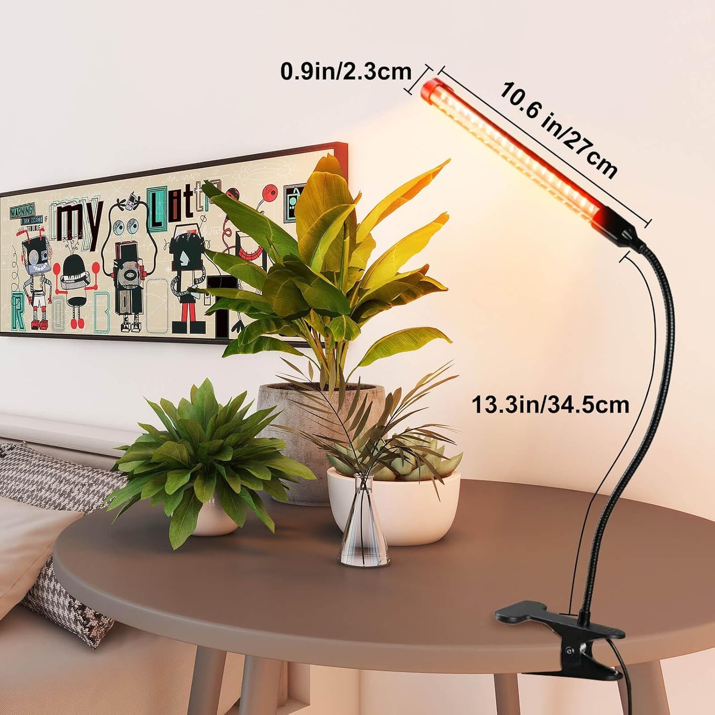 2 Luces Crecimiento 9W con Temporizador para Plantas en Maceta Mini