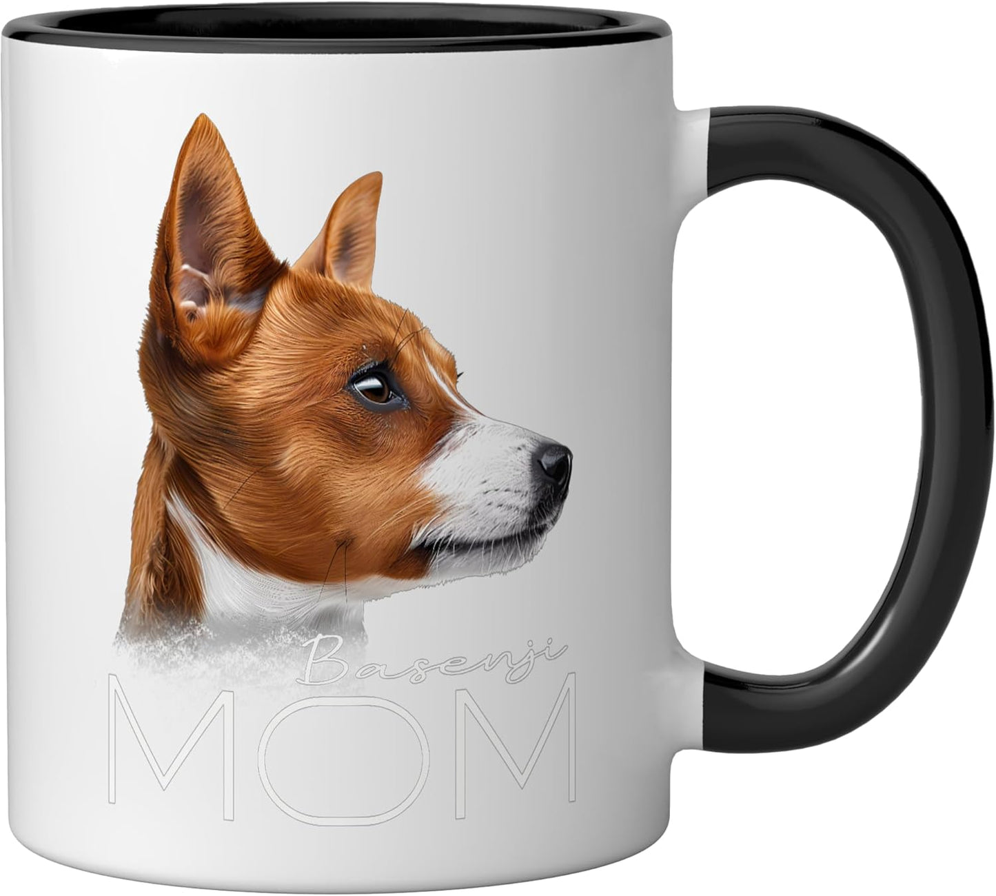 Taza cerámica para dueña de perro Basenji negra/blanca