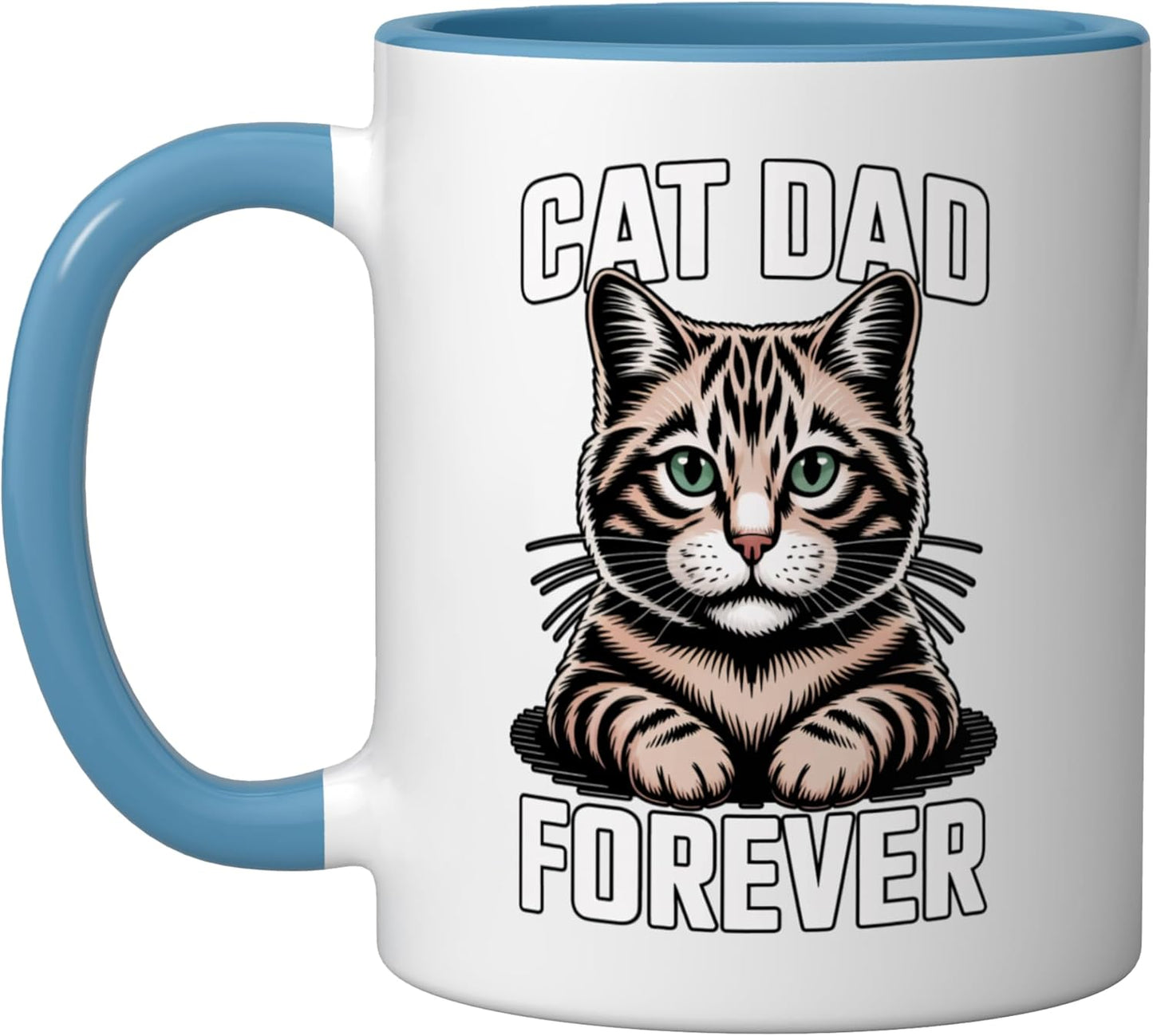 Taza Cerámica Cat Dad Forever Azul/Blanco