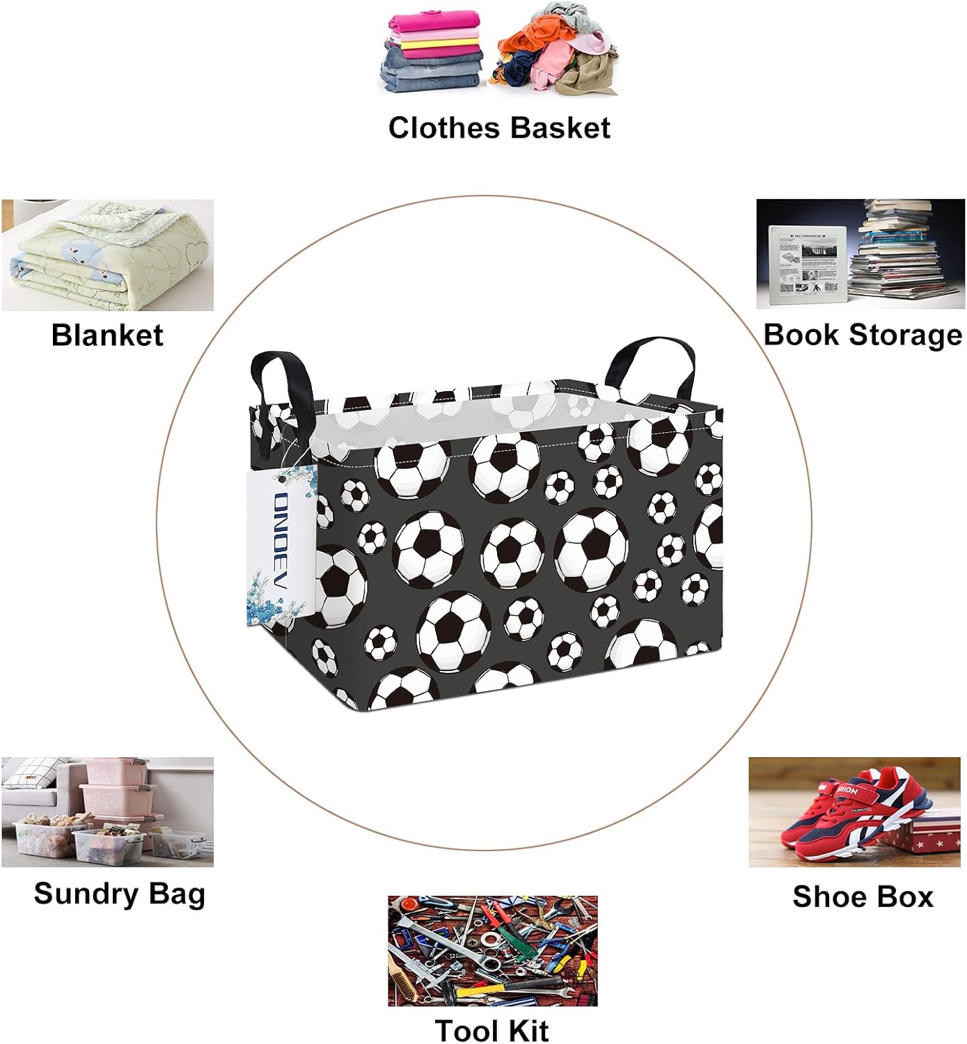 Cesta fútbol rectangular para niños organizadora juguetes