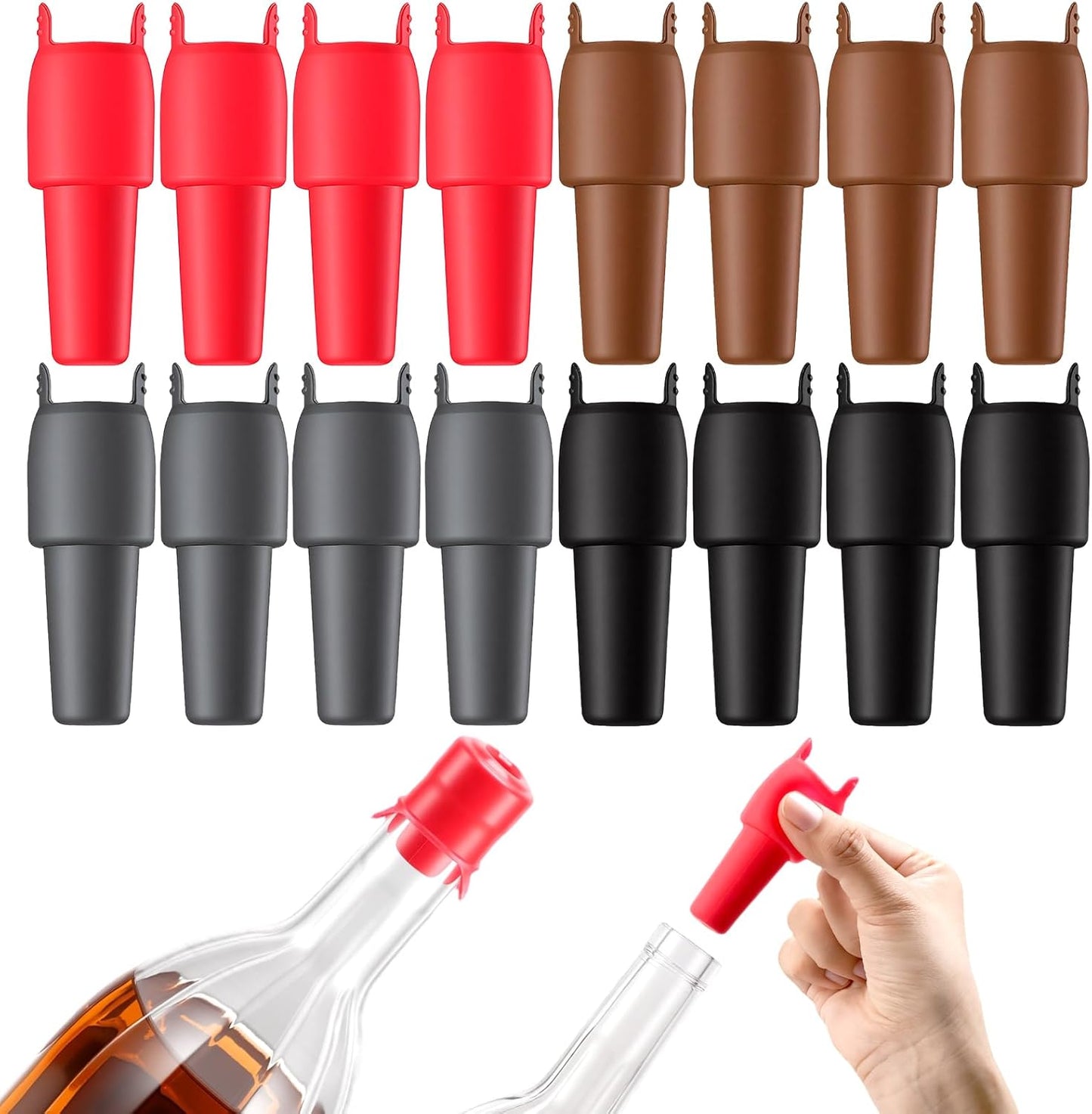 Paquete de 16 tapones de silicona para sello de vino reutilizables