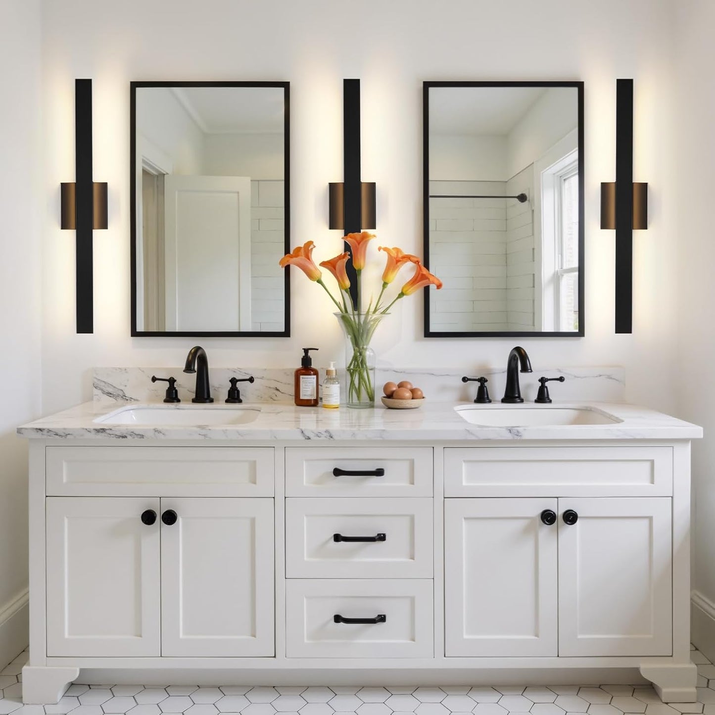 Lámpara tocador baño 24pulg LED negra 20W 5CCT regulable