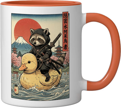 Taza cerámica retro Japonesa pato gigante naranja/blanco