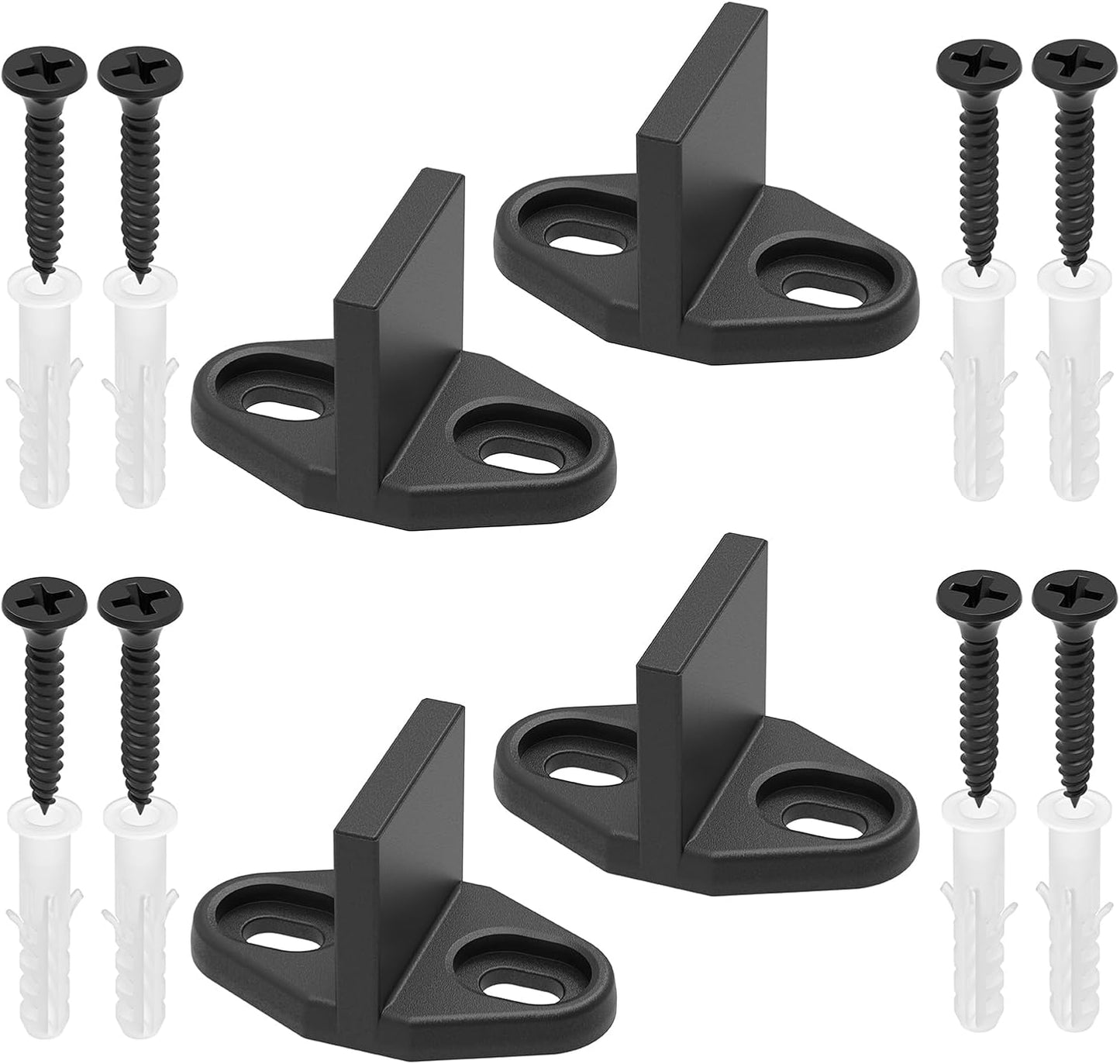 4 Guías Inferiores Puerta Corredera Metal Resistente Negro Mate