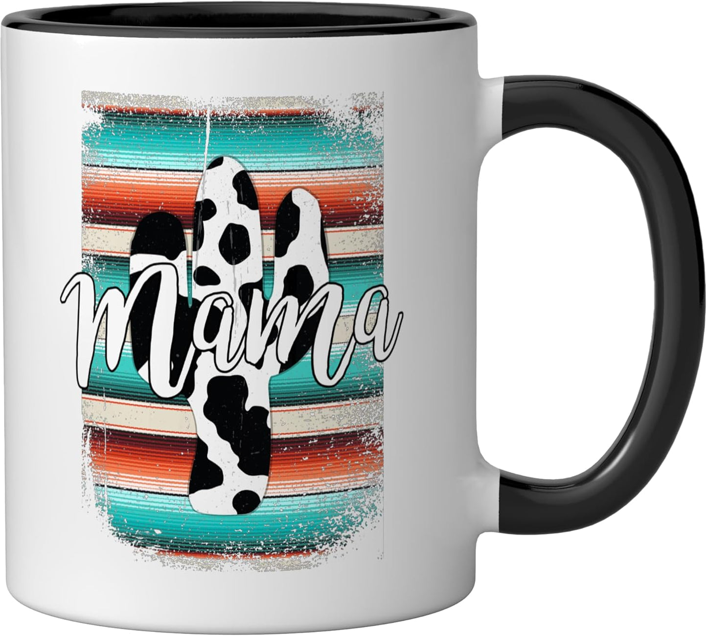 Taza cerámica vintage serape cactus leopardo negro/blanco