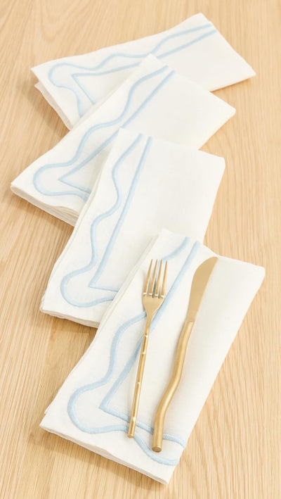 Set 4 servilletas lino bordado mujer