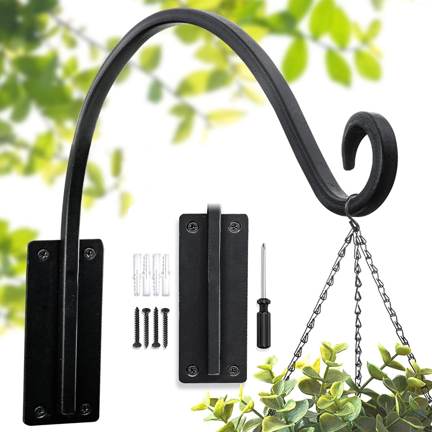 Soporte para plantas colgantes forjado 16pulg negro 80lb