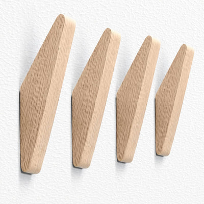 4 Ganchos pared madera goma 25lb para colgar abrigos toallas