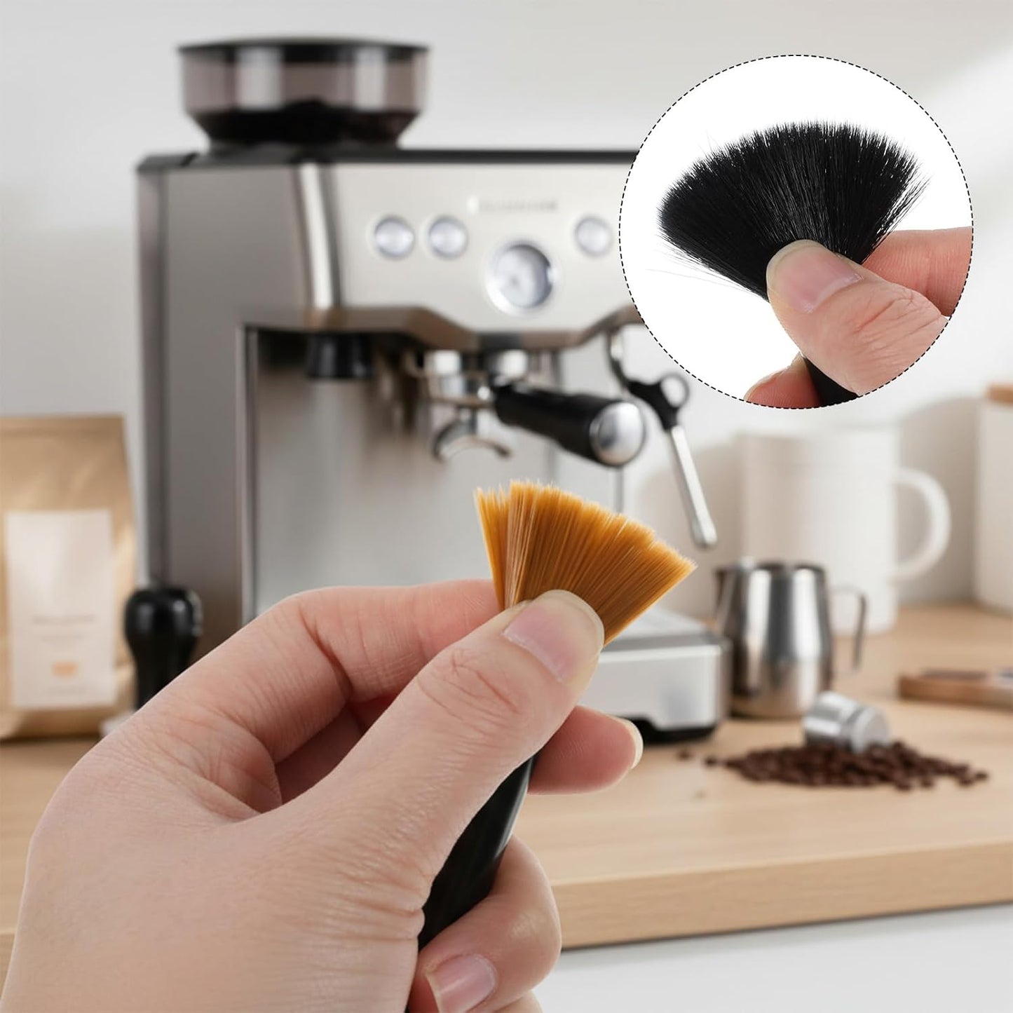 Cepillo para limpieza de molinillo de café y máquina de espresso