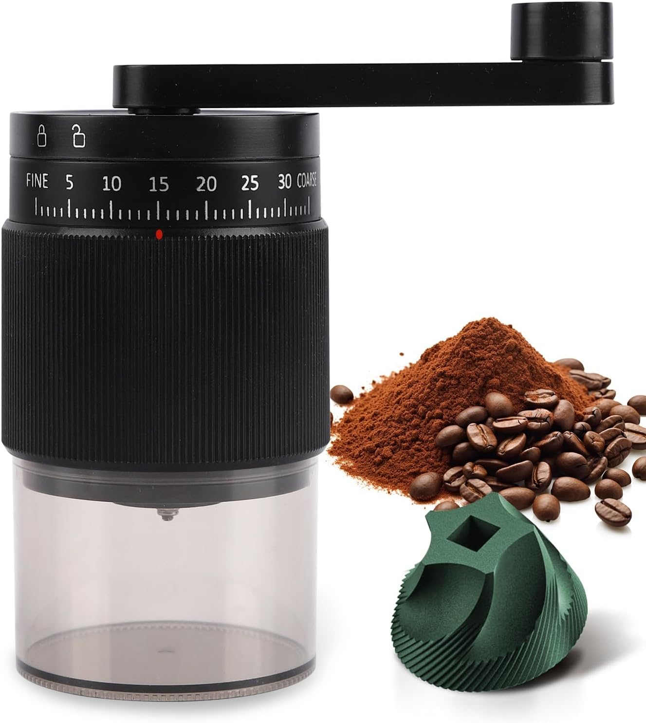 Molinillo de café manual con 95 rebabas cerámica ajustable para granos y polvo