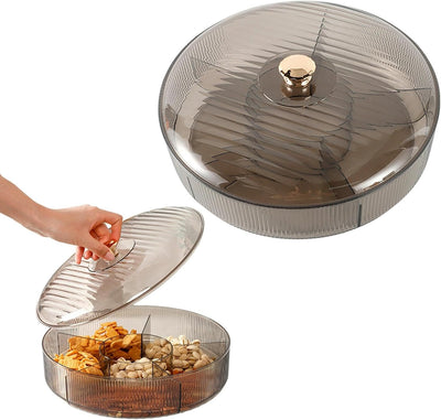 Bandeja transparente dividida con tapa 6 compartimentos para aperitivos y almacenamiento de alimentos
