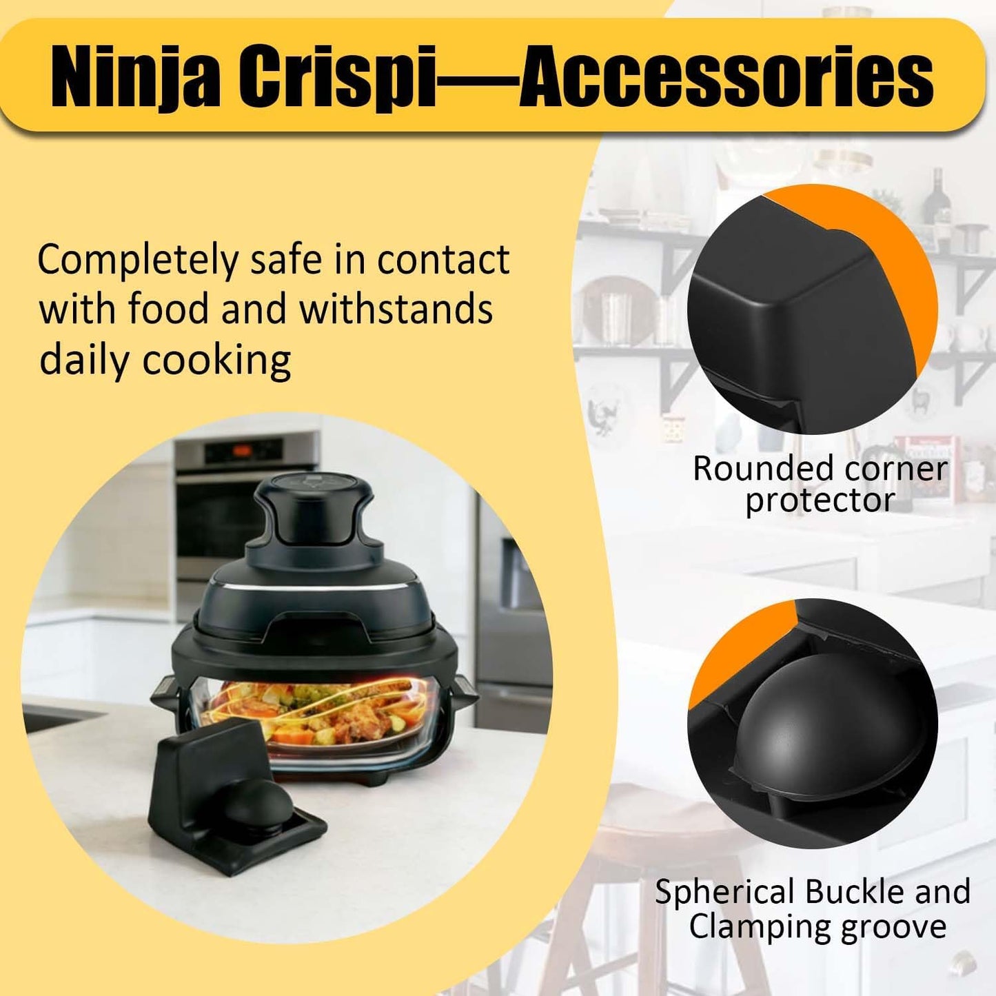 Parachoques silicona para freidora aire Ninja Crispi FN101 negro