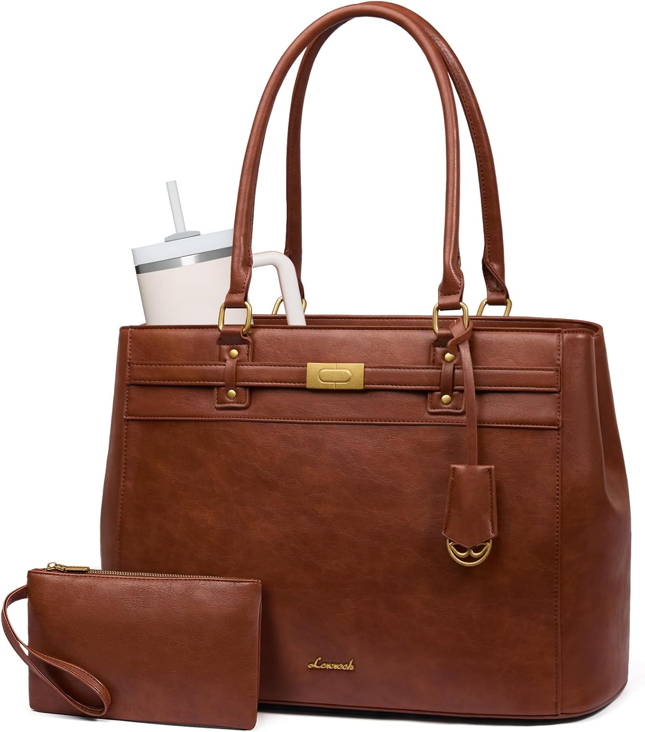 Bolsa de mano para laptop mujer cuero impermeable 15.6pulg