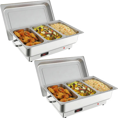 Juego 3 Calentadores Alimentos Acero Inox 600W Pantalla Digital