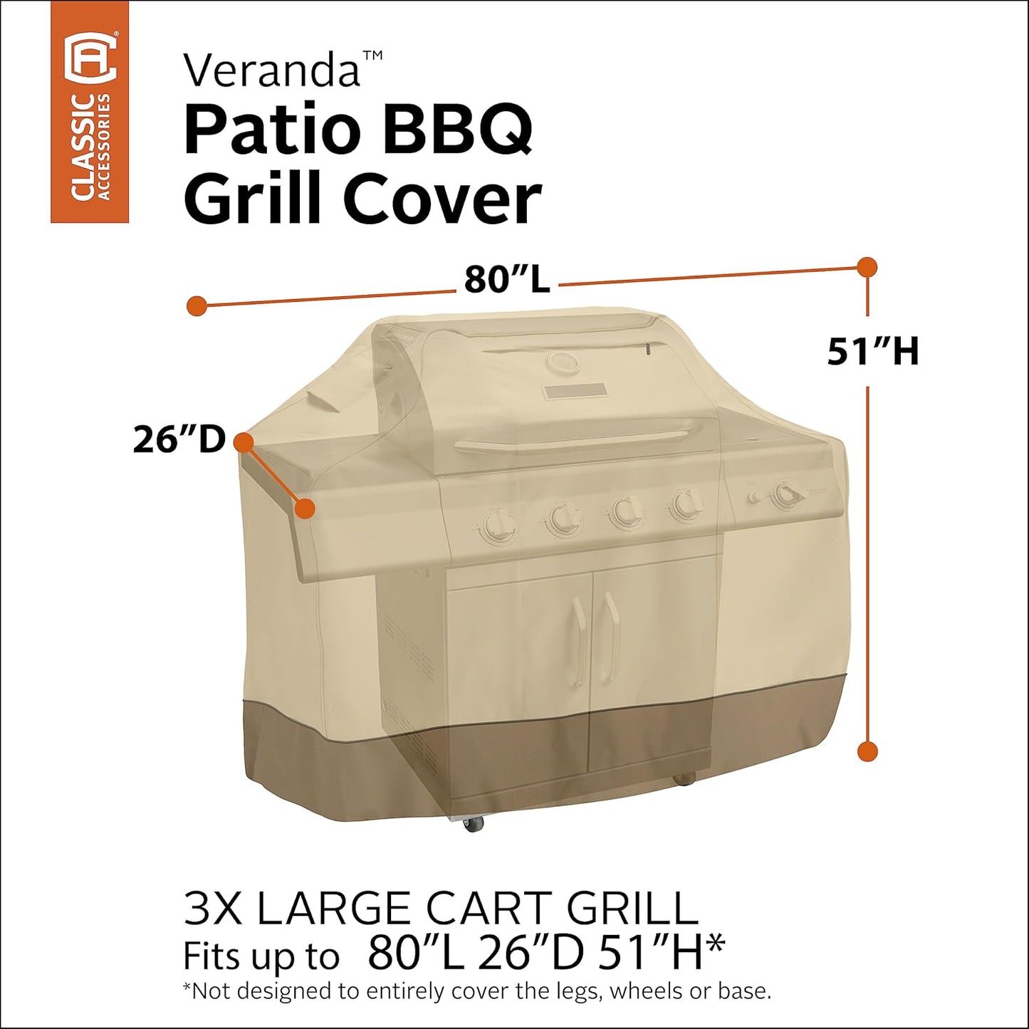 Cubierta Veranda para parrilla BBQ 80pulg resistente agua